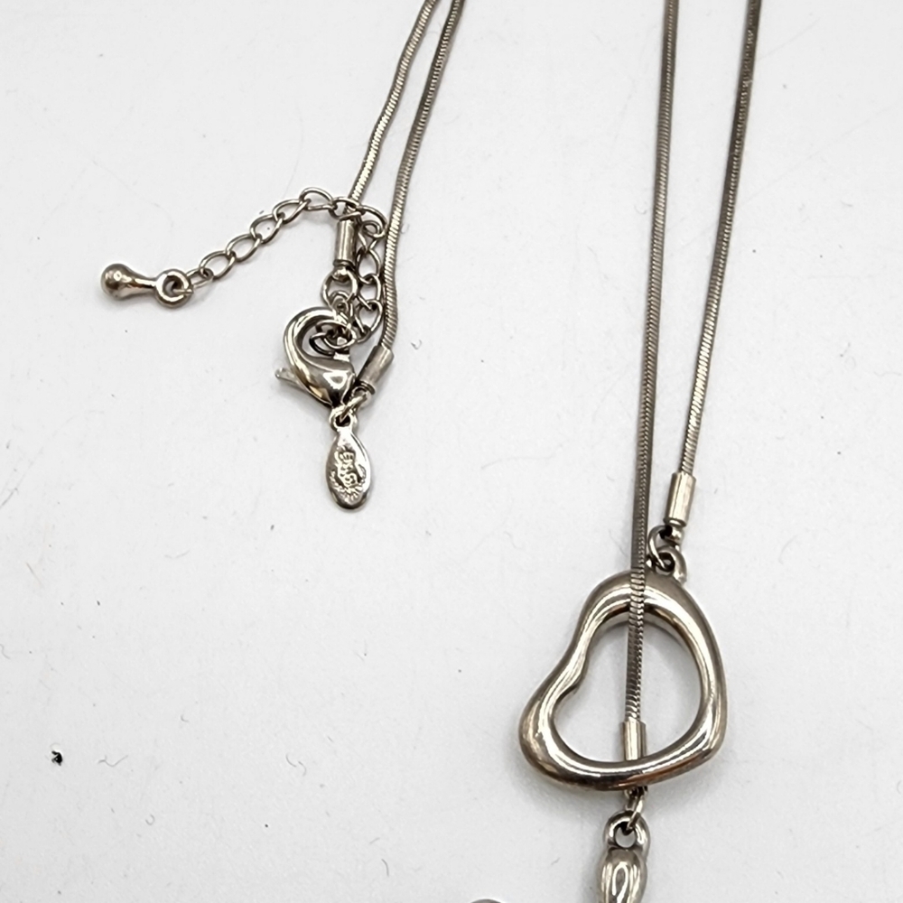 Premier Designs Lariat Abstract Heart Cross Silver Tone Necklace Adjustable 18" - Picture 5 of 7